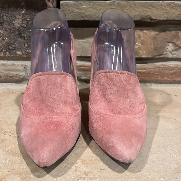 Donald Pliner Heyde Suede Point Toe Heels Dusty Rose - Picture 2 of 8
